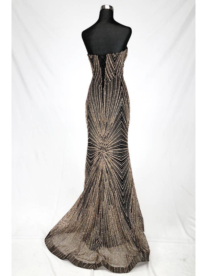 Chicas - Wholesale Gown - Women's - Long sparkling mermaid dress with hanging jewels CF00128