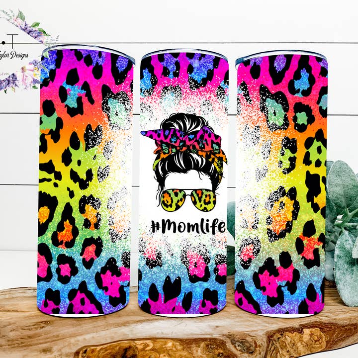Lisa Frank Mom life tumbler, Leopard Mom Life for wholesale by Brooke Taylor Designs