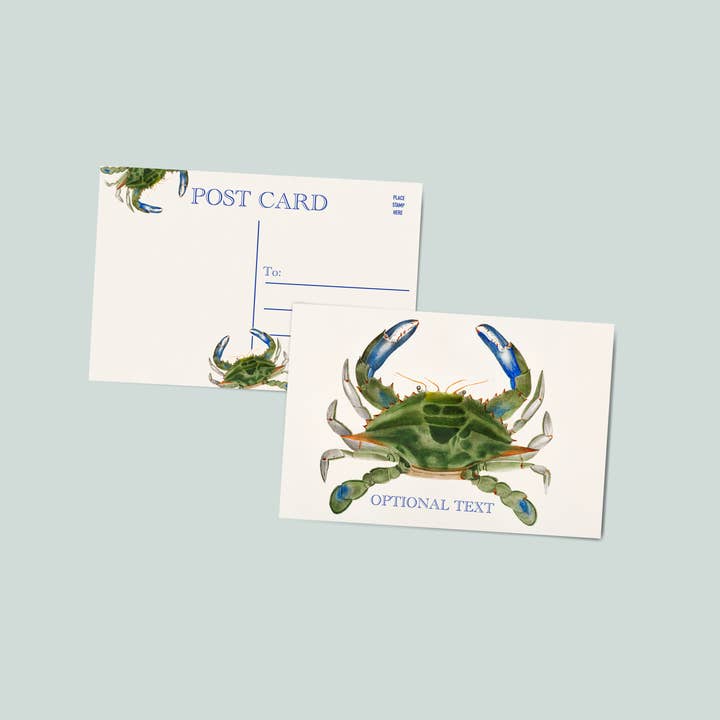 Crab post card | vintage coastal post card for wholesale by Simply Northern