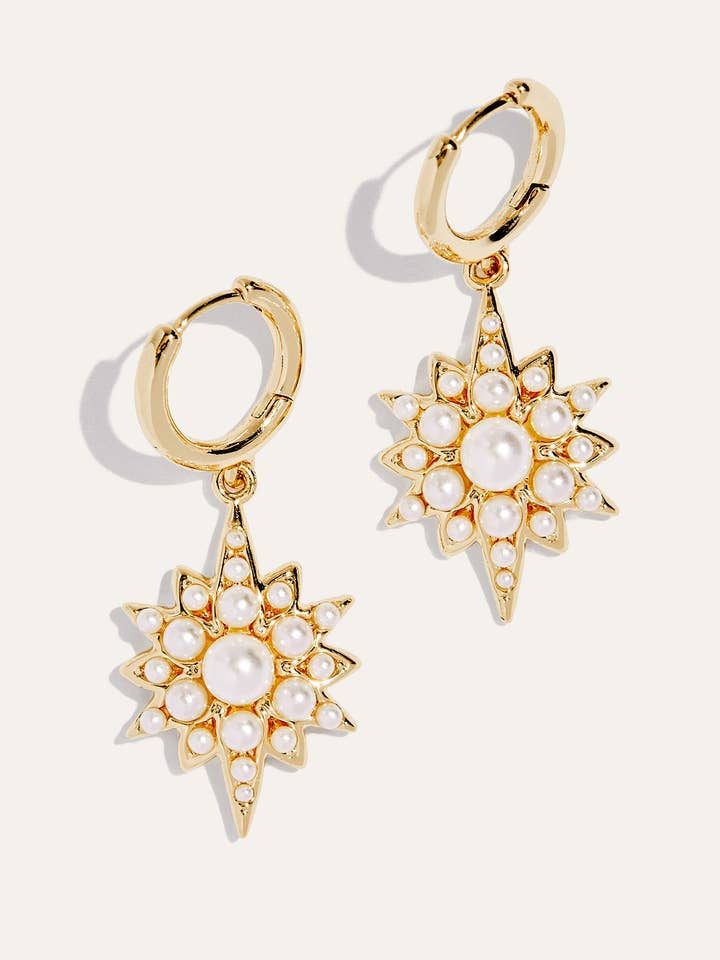 Celestial Pearl Charm Huggie Earrings for wholesale by Stella & Dot