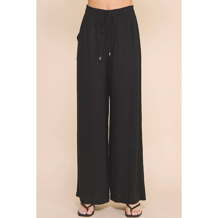 Pantalon à jambes larges en lin doux pour la vente par Allie Rose