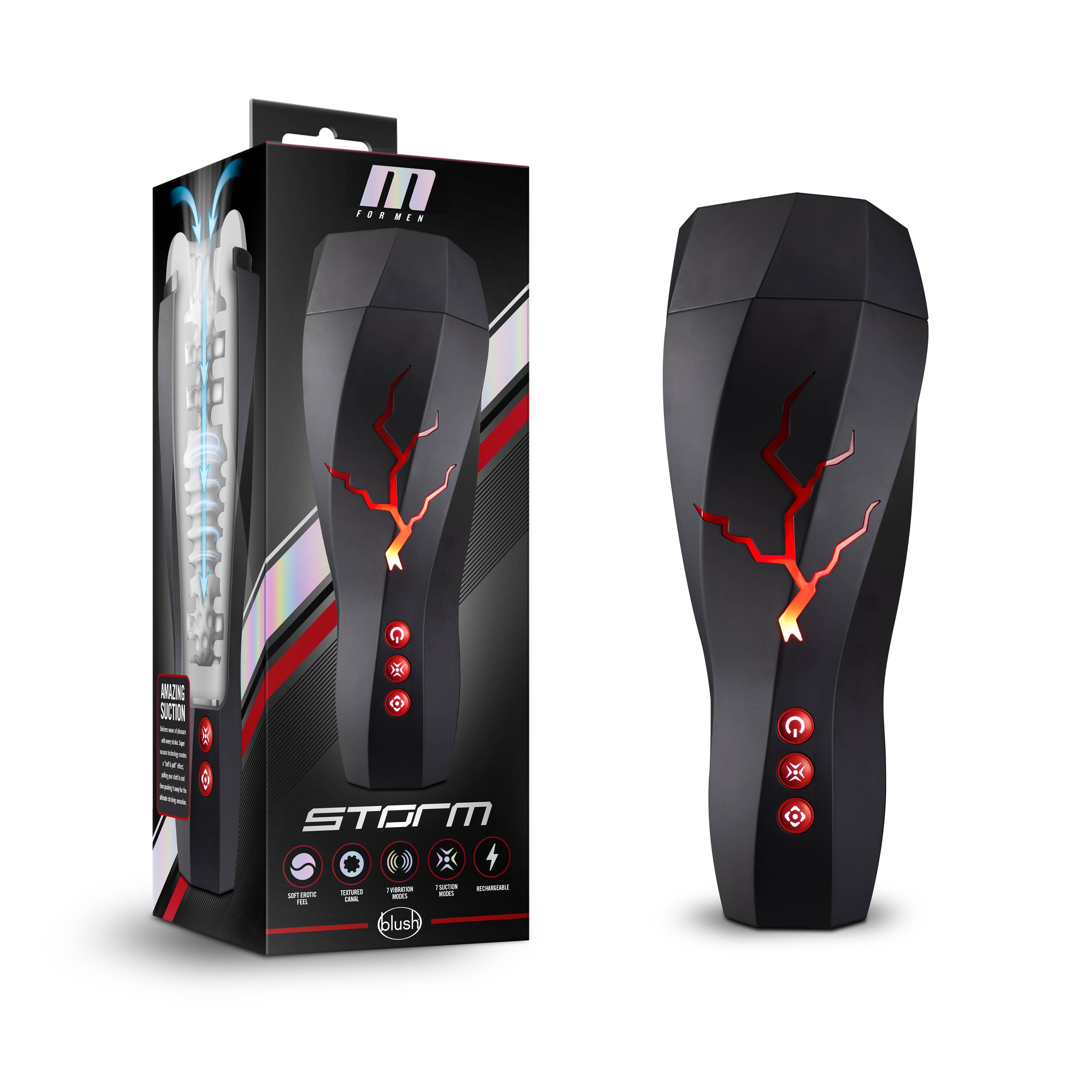M for Men - Storm Vibrating Masturbator With Headphones for wholesale by Blush