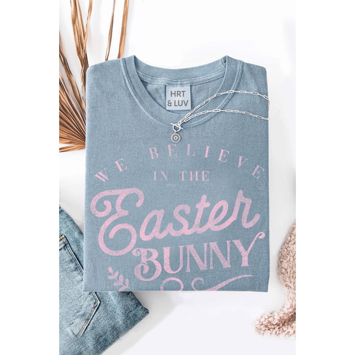 HRTandLUV - Wholesale T-Shirt (Graphic) - Women's - EASTER BUNNY WASHED GRAPHIC TEE