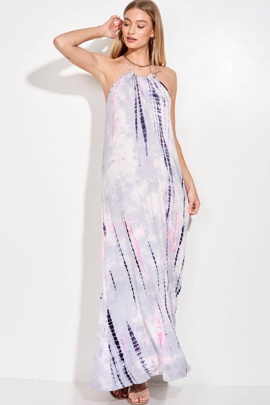 Lemon Tree - Wholesale Dress - Women's - Tie dye Spaghetti strap cami maxi dress5