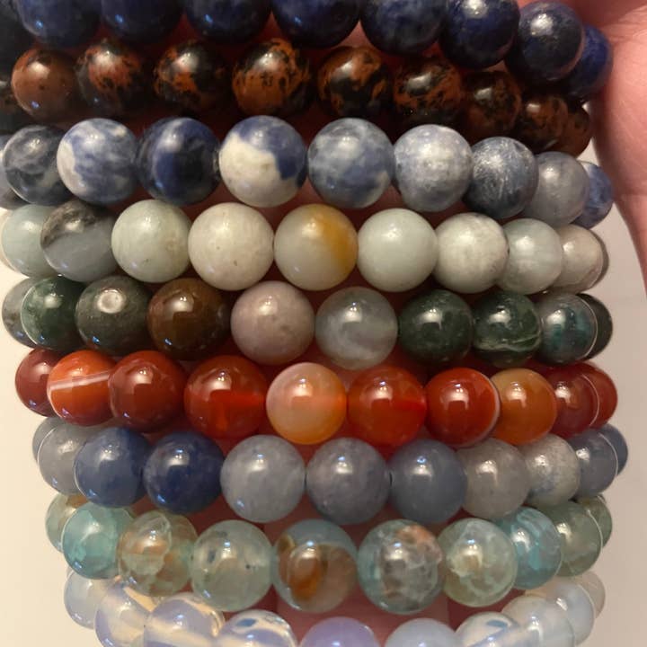 8 mm stone stretch bracelets for wholesale by Siman International Inc.