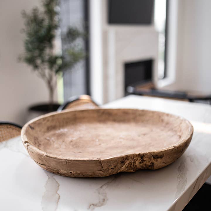 Luxe B Co - Wholesale Decorative Plate/Dish/Bowl - Reclaimed Round Elm Wood Basins