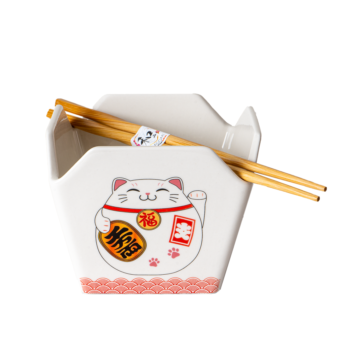 Urban Tokyo - Wholesale Serve Bowl - 16oz 5"W x 4"H Takeout Box Serving Bowl With Chopsticks Lucky Cat (1/24)6