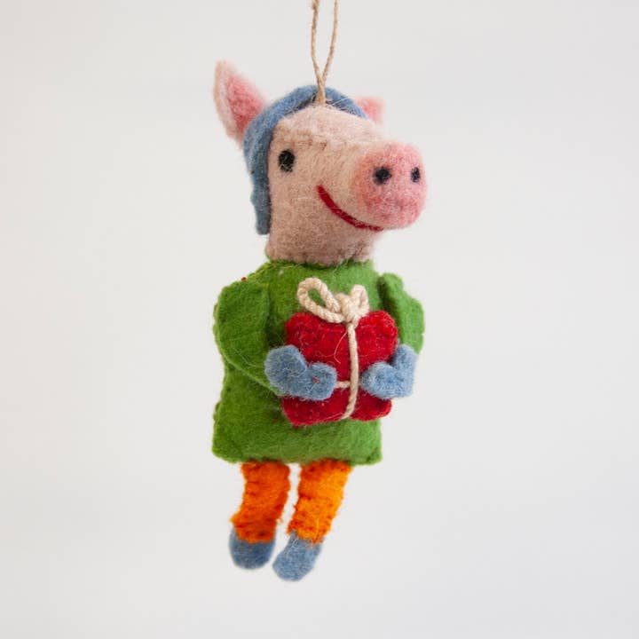 Pia Pig Felted Ornament for wholesale by Co.House Designs