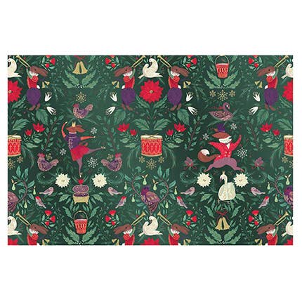 Punch Studio - Wholesale Wrapping Paper Roll - Premium Metallic Gift Wrap 12 Days Green