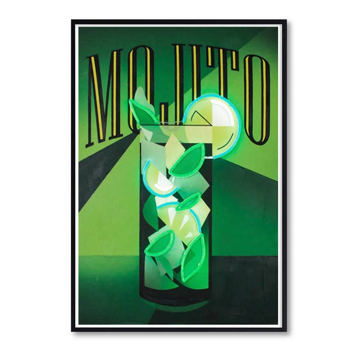 Quadro Bar Restaurant Neon Mojito con batería para venta al por mayor de Woooow Arte