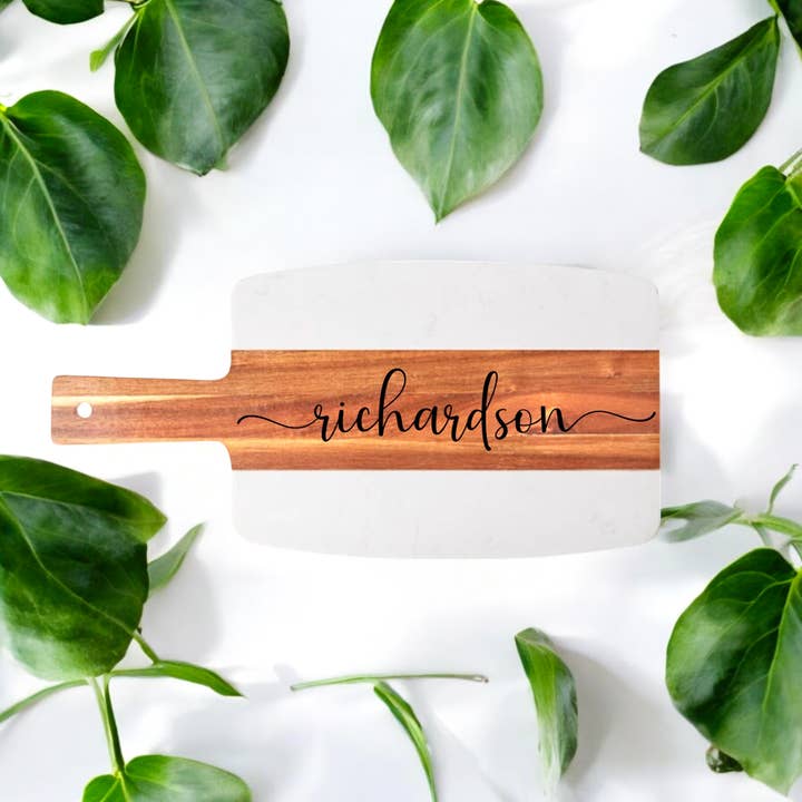 Morning Glory Home Decor - Vendita all'ingrosso Taglieri - Tagliere personalizzato in marmo e acacia, tagliere per formaggi