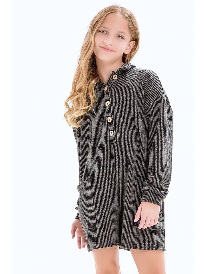 Good Girl - Wholesale Romper - Kids - Embossed Rib Collared Button Up Romper16