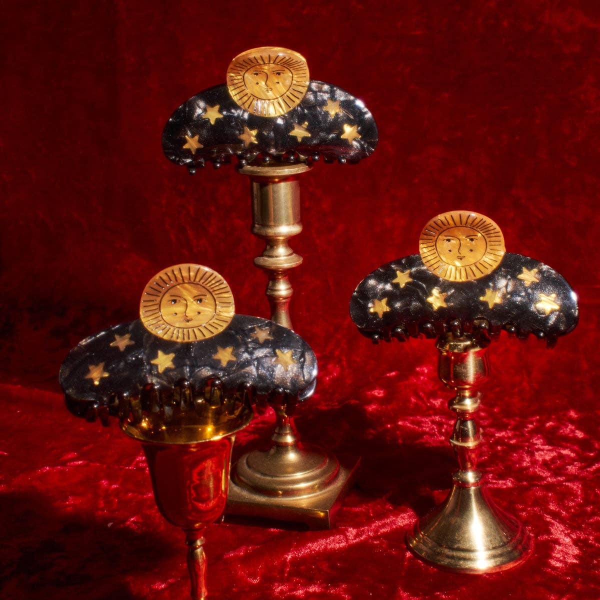 WINONA IRENE - Wholesale Hair Clip - Women's - Sun and Stars Astrology Hair Claw in Gold and Black Acetate6