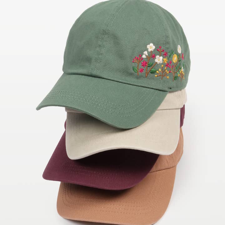 David And Young - Wholesale Baseball Cap - Women's - Flowers Side Embroidery Cotton Baseball Cap