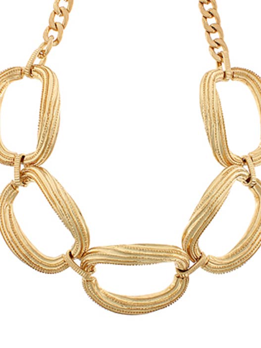 Textured Gold Oval Necklace for wholesale by Grace Ann Designs