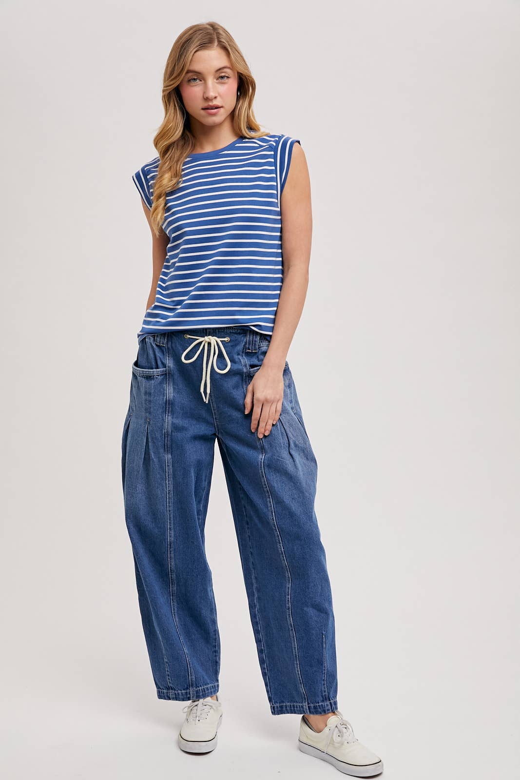 Bluivy - Wholesale Jeans - Women's - DENIM BARREL LOW-RISE CORDE DRAWSTRING PULL-ON JEANS17