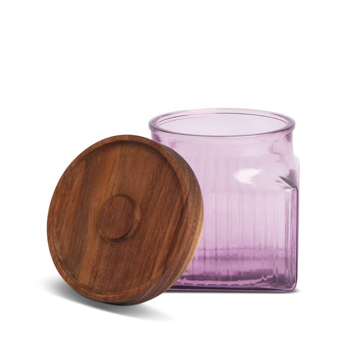 Core Home - Wholesale Jar - 33oz Square Ribbed Glass Jar w/ Acacia Lid - Anastasia