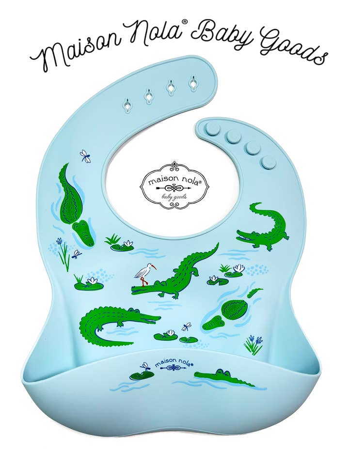 Louisiana Alligator Silicone Bib for wholesale by Maison Nola Baby
