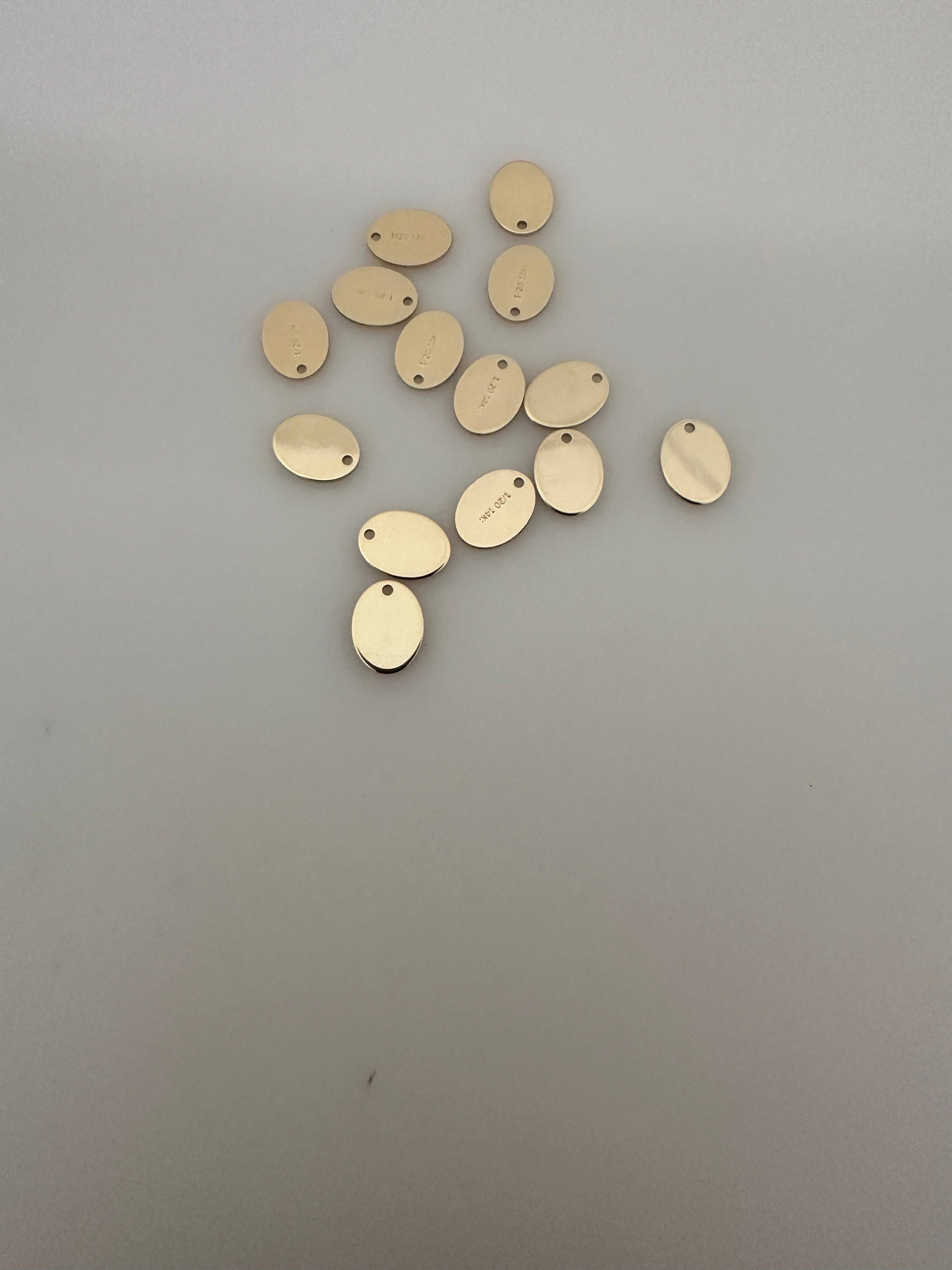Purity Beads - Wholesale Individual Charm/Pendant - 14 K Gold Filled Oval Disc 14Pcs In Pack Size : (7.3X5.5MM) 0.8MM HOLE0