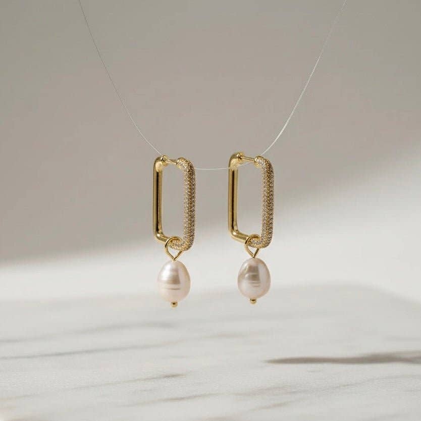 OE! - Venta al por mayor Pendientes colgantes - ZIRCONIA&PERLA - Pendientes de aro rectangulares1