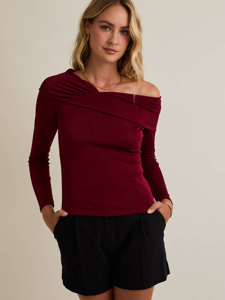 ASYMMETRIC NECK LONG SLEEVE BODYSUIT for wholesale by GILLI