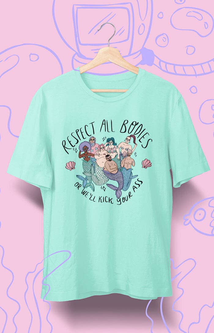 Chiaralascura – wholesale T-shirts med screentryck – Dam – Unisex t-shirt i ekologisk bomull med Body Positive sjöjungfruar17