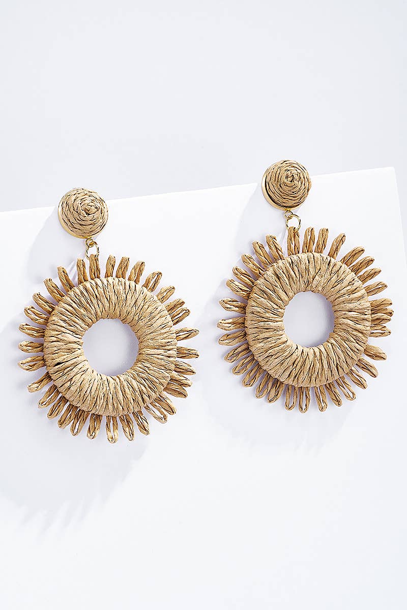 BYREN | ÉLINE L'ATELIER - Wholesale Dangle Earrings - Straw earrings with steel stud 124NN026