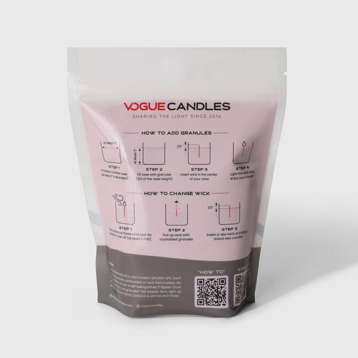 Vogue Candles - Wholesale Wax melt - 1lb Bag Granules + 10 Wicks10