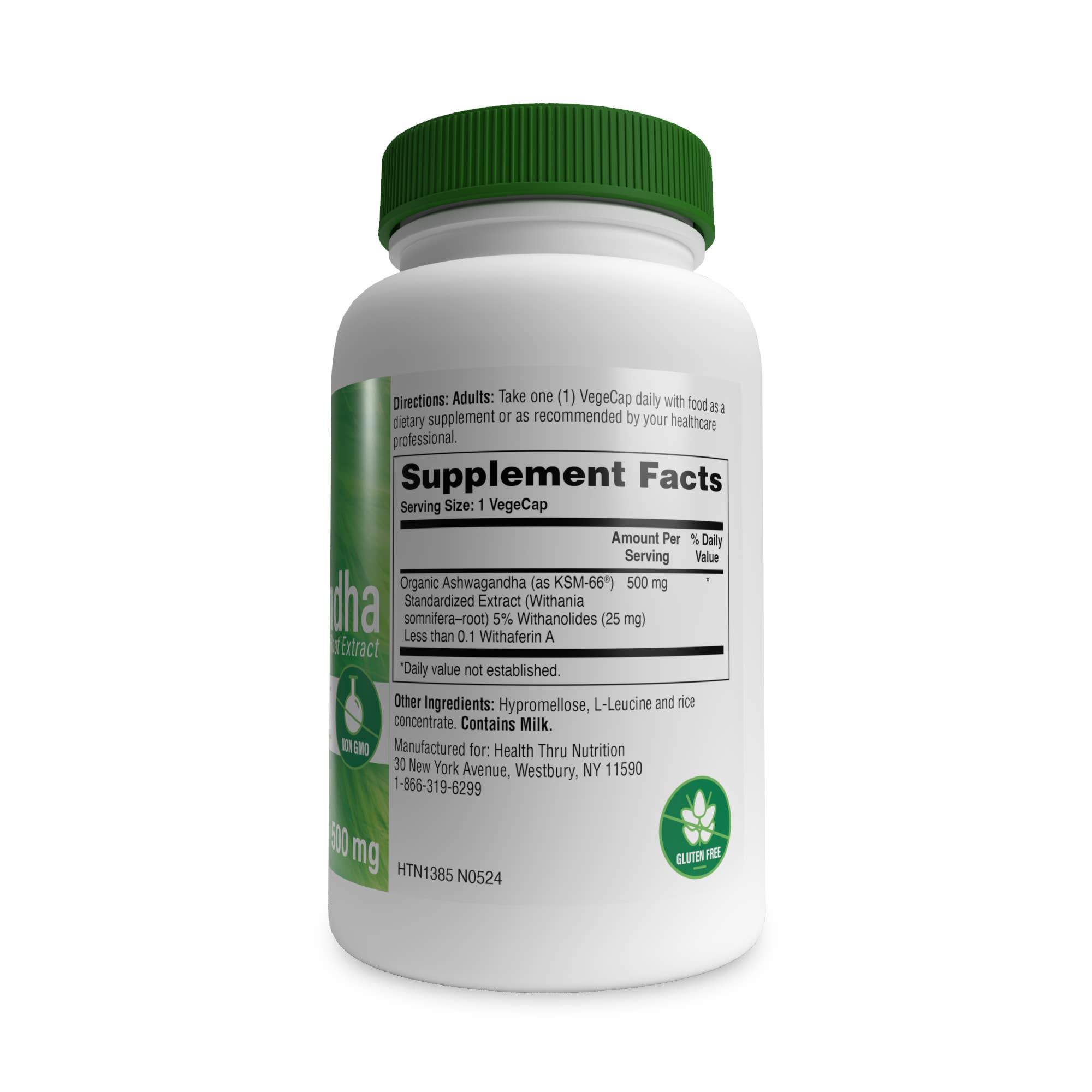 Health Thru Nutrition - Wholesale Oral Supplement/Vitamin - Ashwagandha Ksm-66® 500mg (Non-gmo) 60 Vegecaps 1