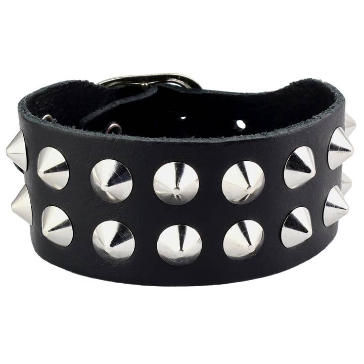 Leren armband met spitse studs leer zw stud armband 2-rijig voor wholesale door Tribal Trade GmbH