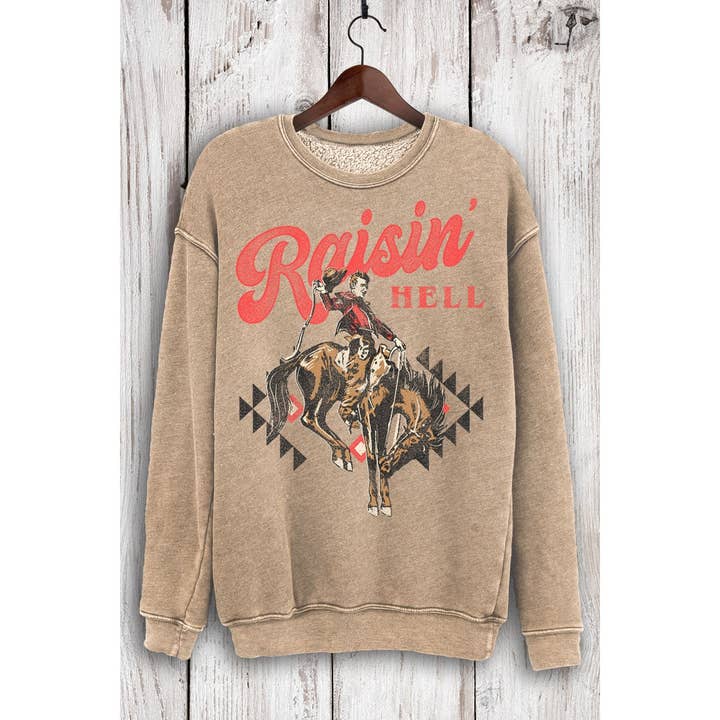 HRTandLUV - Wholesale Graphic Sweatshirt - Women's - RAISIN HELL MINERAL SWEATSHIRTS