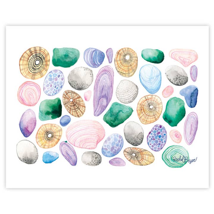 Impression d'art de pierres et coquillages pour la vente par Rachel Beyer