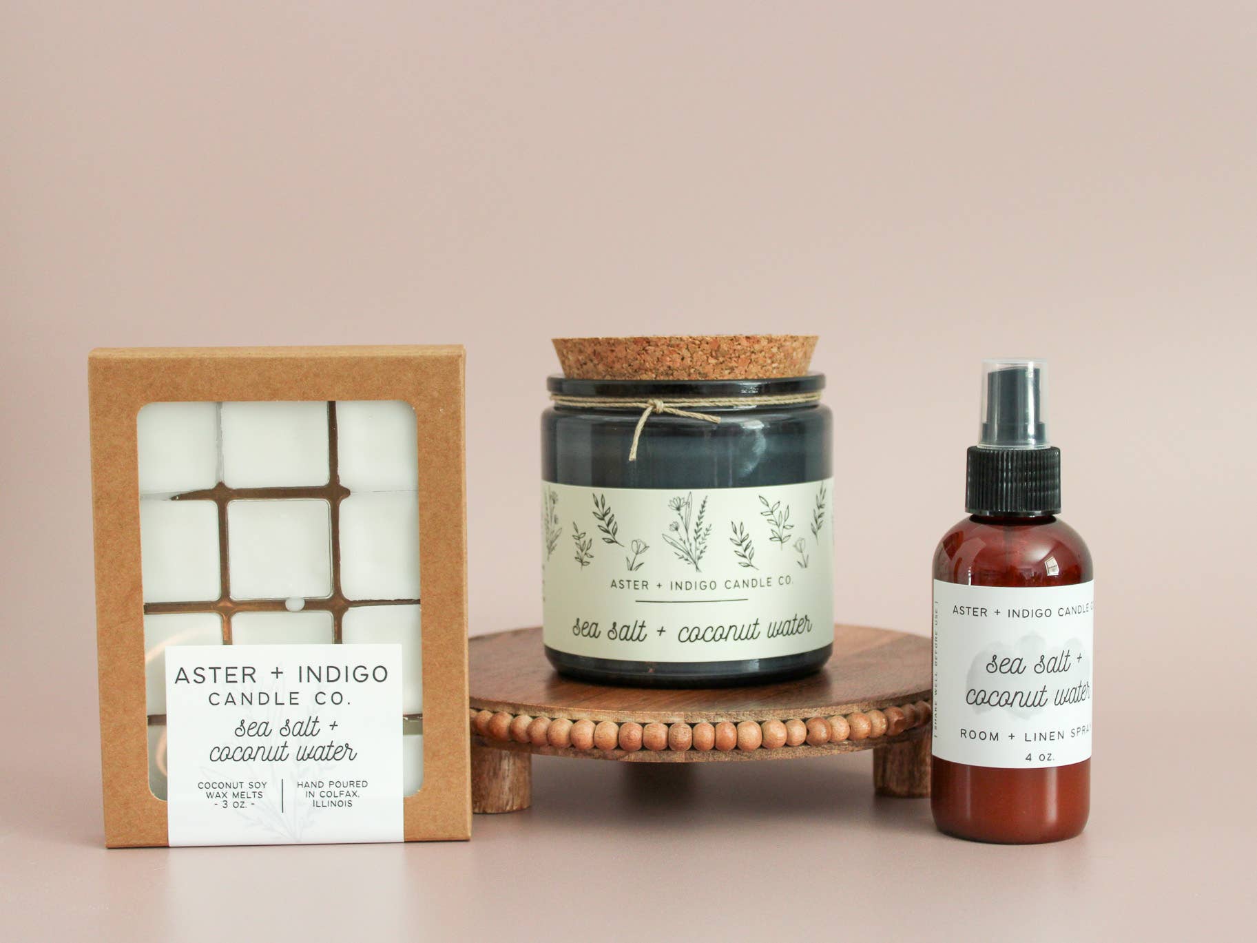 Aster + Indigo Candle Co. - Wholesale Jar/Filled Candle - Sea Salt + Coconut Water | Spring Summer Candle1