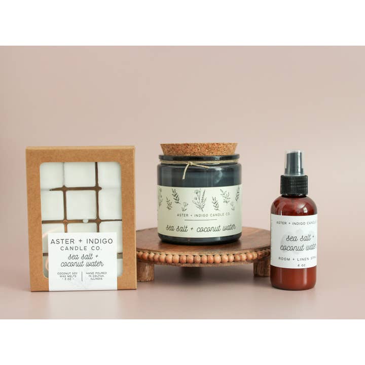 Aster + Indigo Candle Co. - Wholesale Jar/Filled Candle - Sea Salt + Coconut Water | Spring Summer Candle1