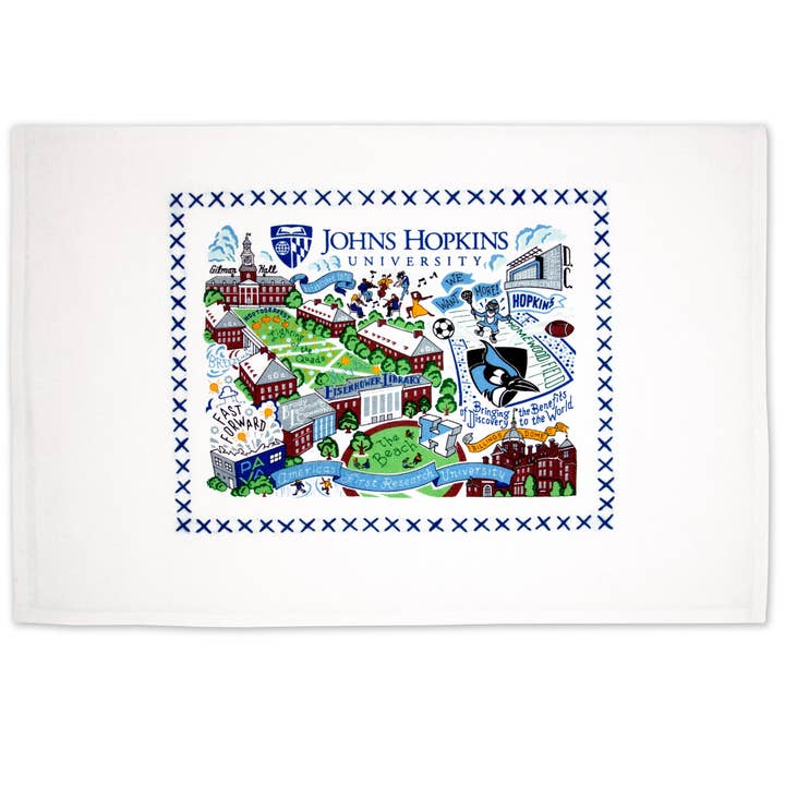Johns Hopkins University Collegiate Dish Towel for wholesale by catstudio