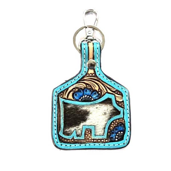 Western Cow Cut Genuine Leather Keychain for wholesale by Snowing West