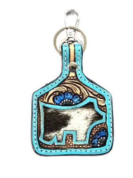 Western Cow Cut Genuine Leather Keychain for wholesale by Snowing West