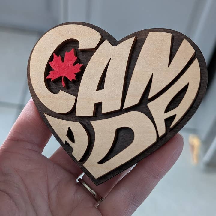 Imán de Madera en Forma de Corazón de Canadá Souvenir para venta al por mayor de Foxwood Gifts Canada