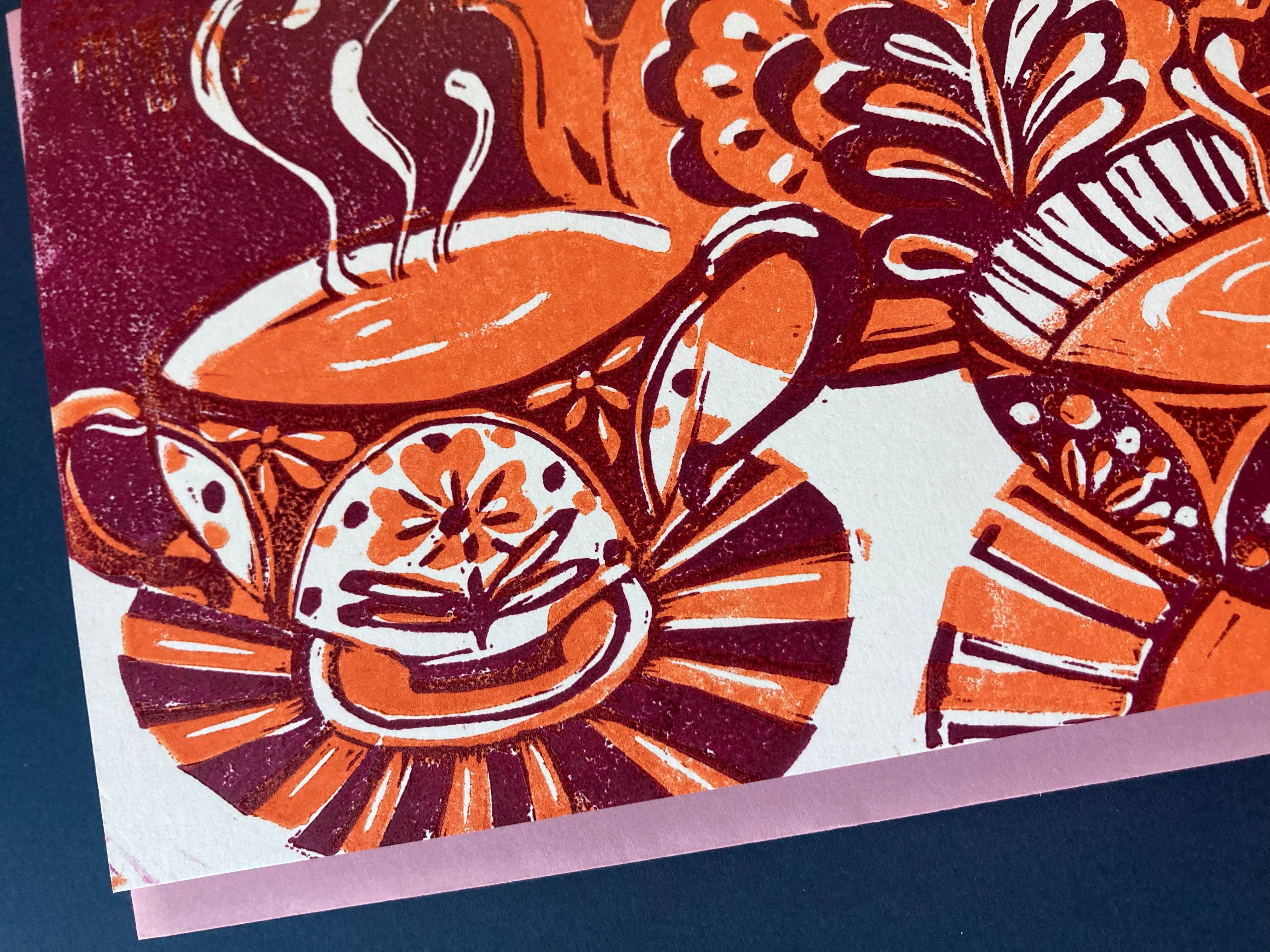 Kathie Studio – wholesale Vardagliga hälsningskort – Tea Blockprint Gratulationskort1