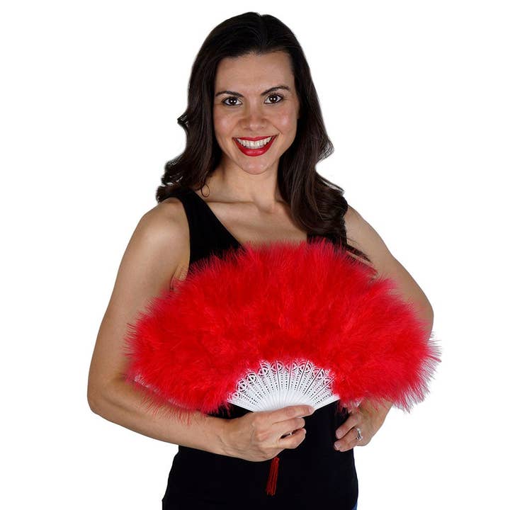 Éventail en plumes de marabout - Rouge pour la vente par Zucker Feather Products