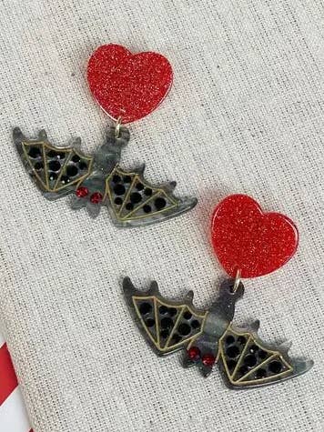 Acrylic Crystal Bat Dangle Earrings for wholesale by Prep Obsessed Wholesale