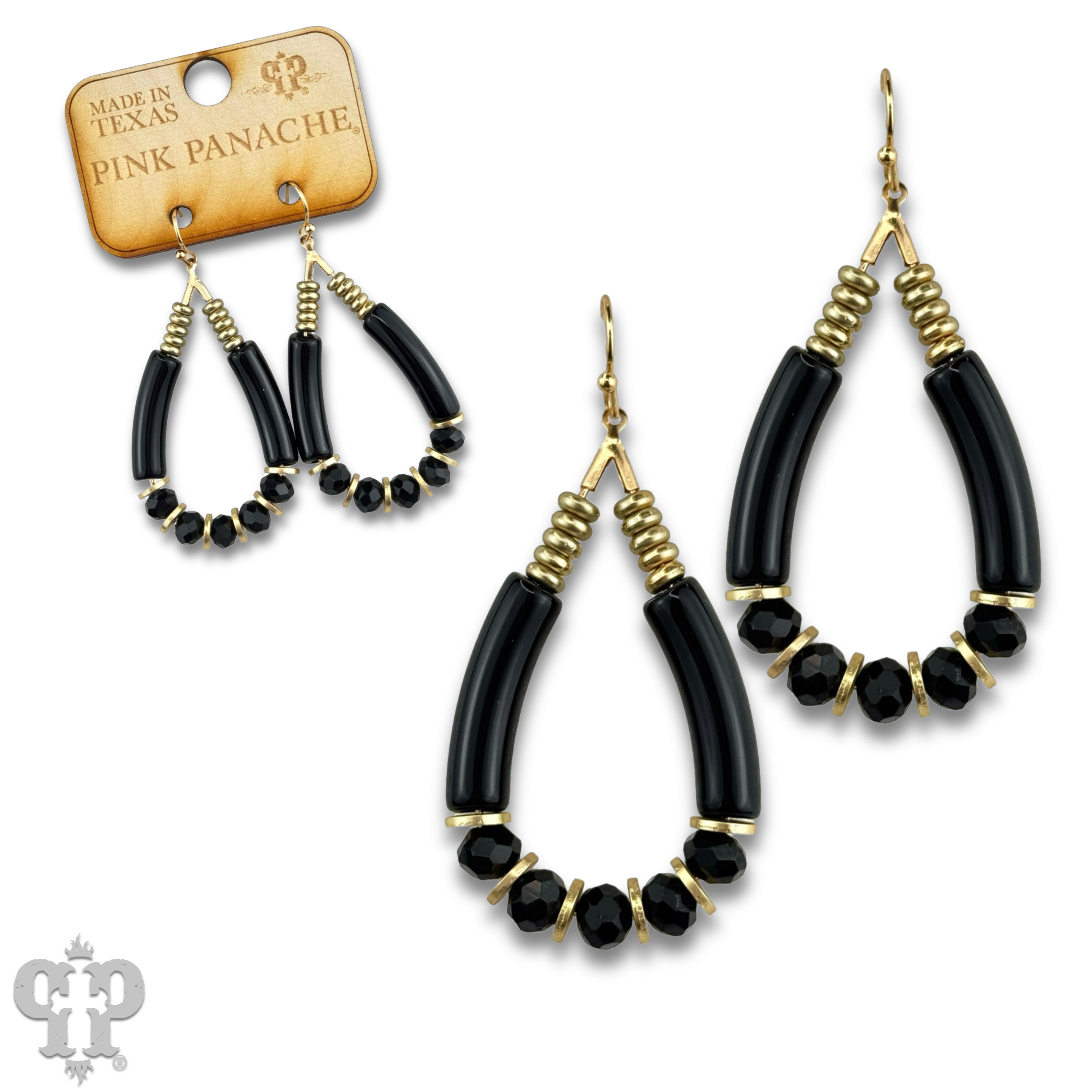 Pink Panache Brands - Wholesale Dangle Earrings - Bamboo tube and faceted bead earring, last call0