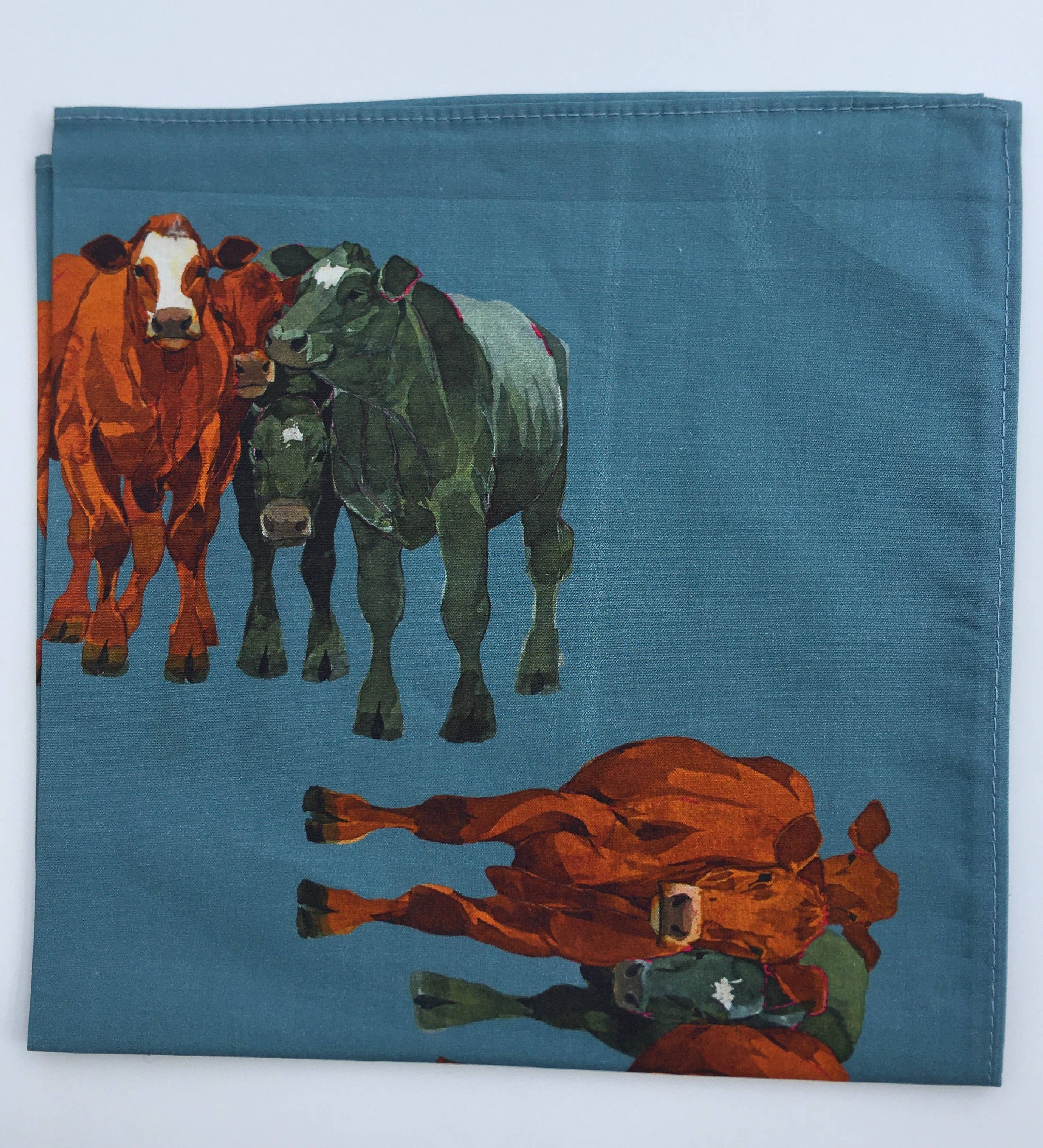 Mary Ann Rogers Gallery - Vente Mouchoir en tissu – unisexe - Mouchoirs en coton biologique en boîte Fat Cattle 5pc1