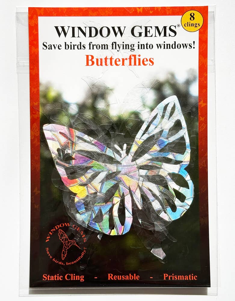 Window Gems - Wholesale Suncatcher - Butterfly Window Clings - prismatic decals - protect birds4