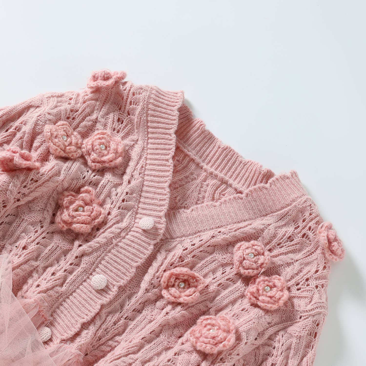 PEACH ACCESSORIES - Wholesale Cardigan - Dames - Superzacht vest met rozenbloemdetails SK13113