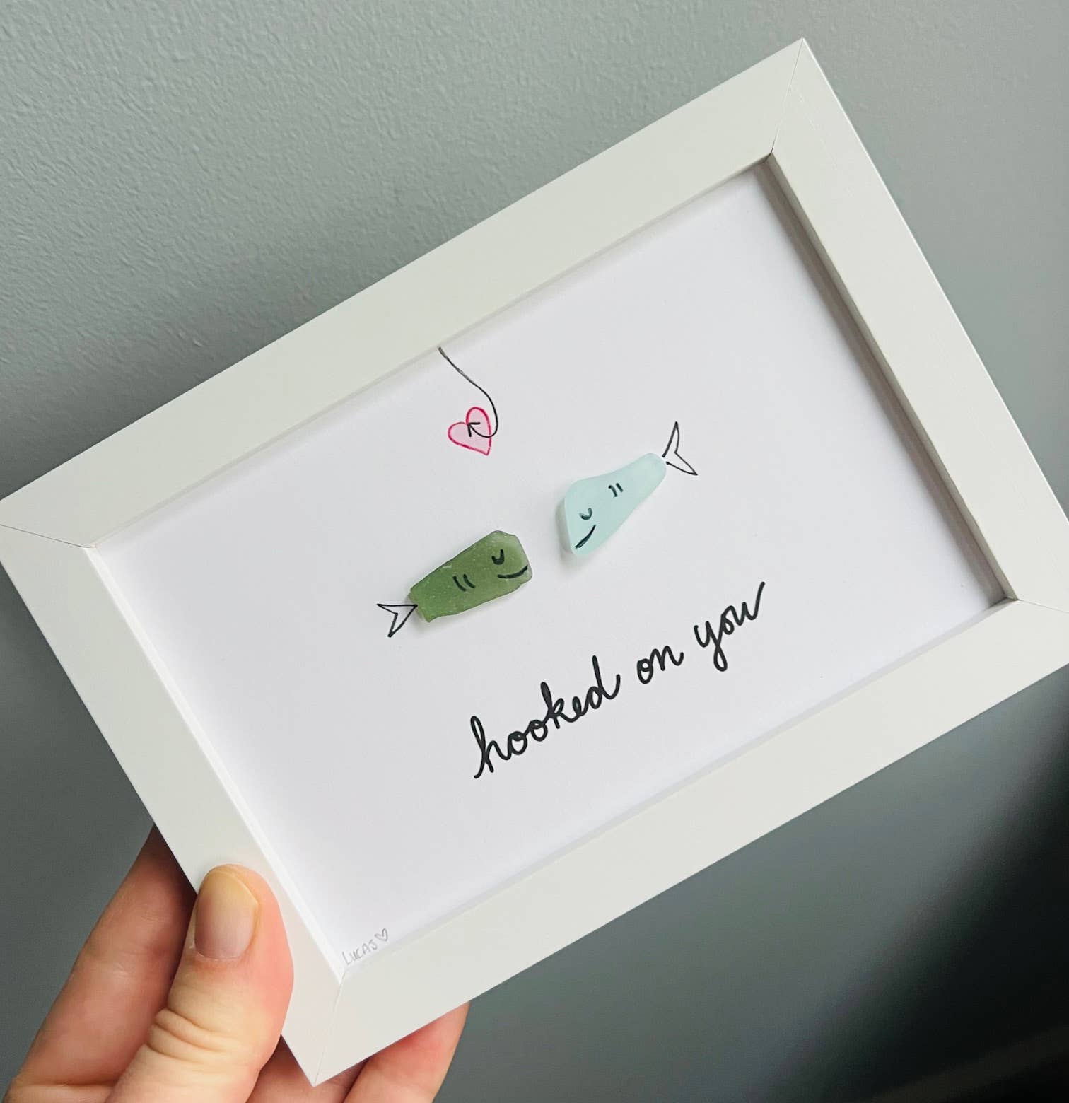 Sook & Hook - Wholesale Wall Sign - Hooked on You Fish Sea Glass Art0