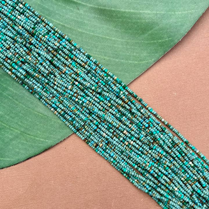 Natural Turquoise with Matrix Tiny Saucer Beads for wholesale by Bead Goes On