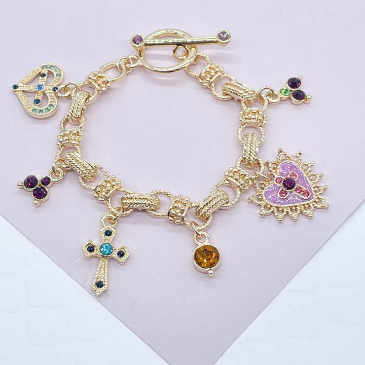 Milie – wholesale Charm/dangle bracelet – 18k GF Charm Necklace: Figa Hand and charms