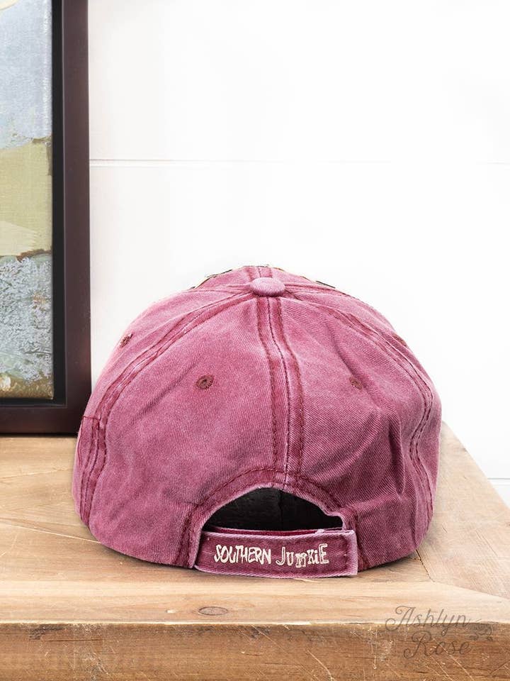 GIRLS Maroon Distressed Hat for wholesale by GRACE+EMMA by Southern Grace