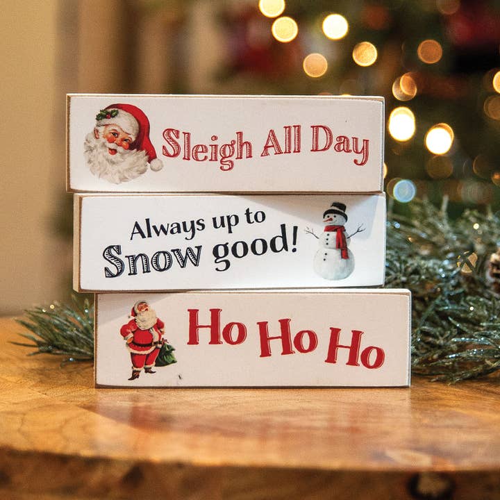 Col House Designs - Wholesale Christmas Decoration - Sleigh All Day Thin Mini Block, 3 Assorted